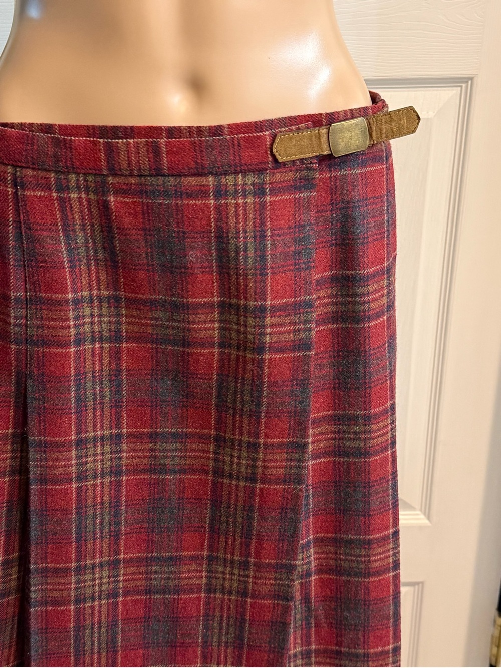 Vintage Pendleton Wool Womens Red Plaid Skirt Kilt  Buckle Size 12 - Picture 5 of 16